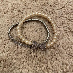 Pearl/Rhinestone Bracelet Set